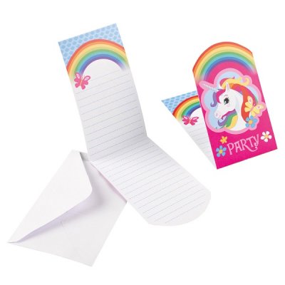Unicorn Invitation Card 8-pakke