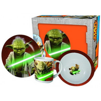 Star Wars Morgenmad sæt i porcelæn med motiver af Yoda